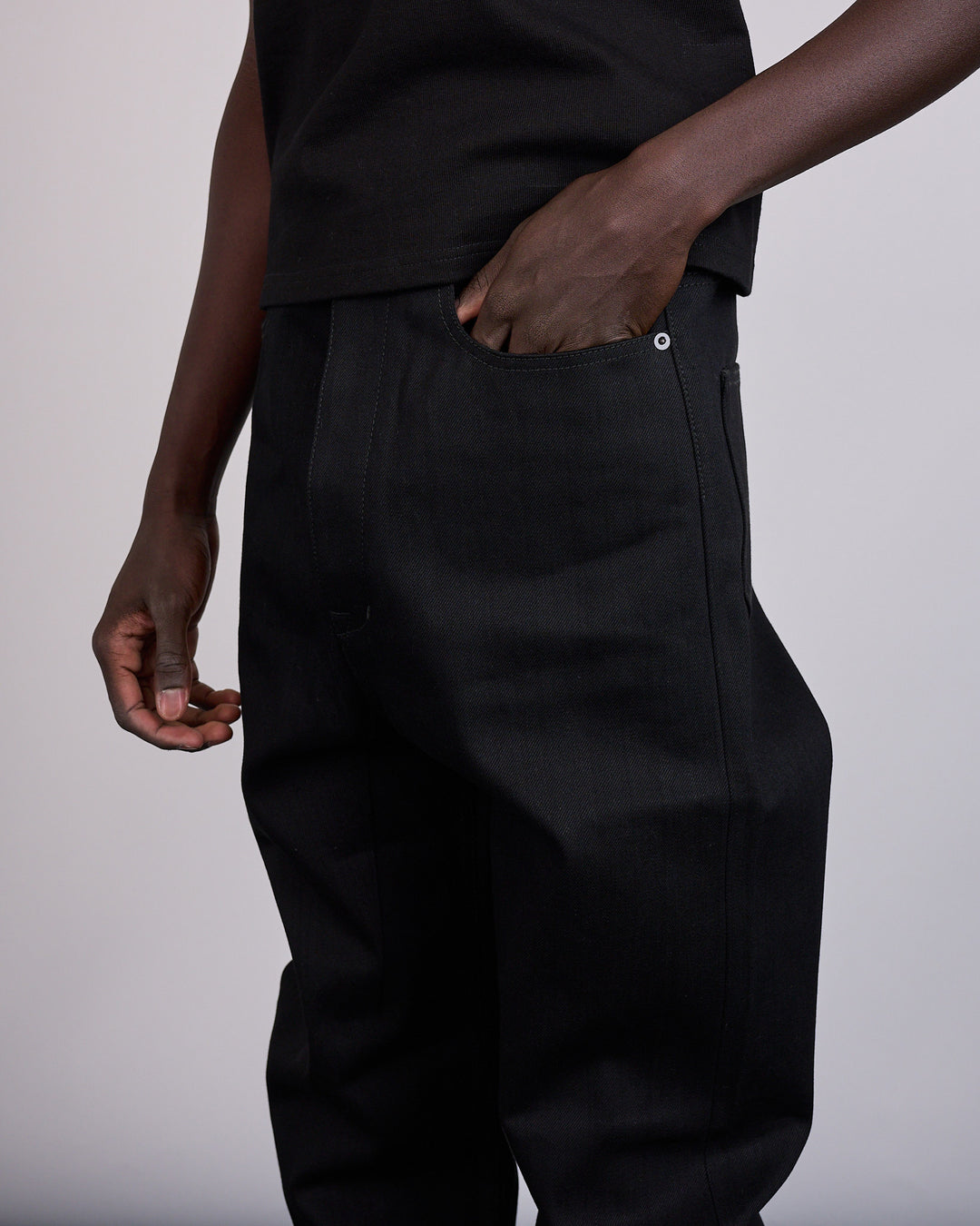 Rick Owens DRKSHDW MIJ Collapse Long 16oz Denim Jean Black