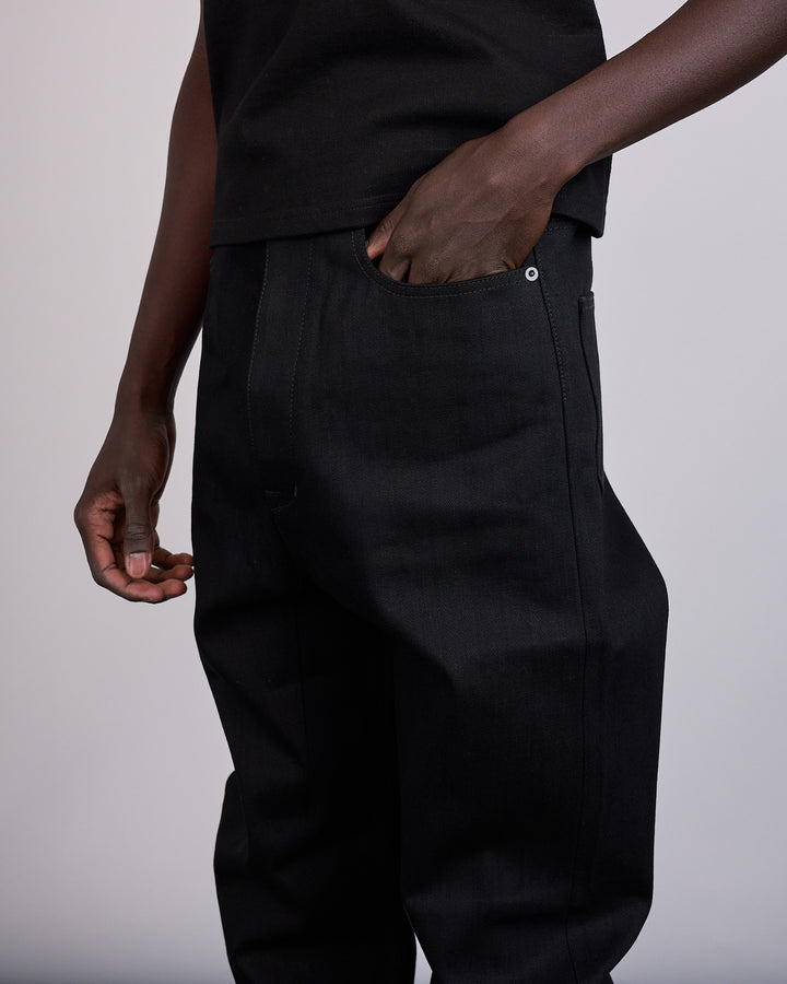 Rick Owens DRKSHDW MIJ Collapse Long 16oz Denim Jean Black