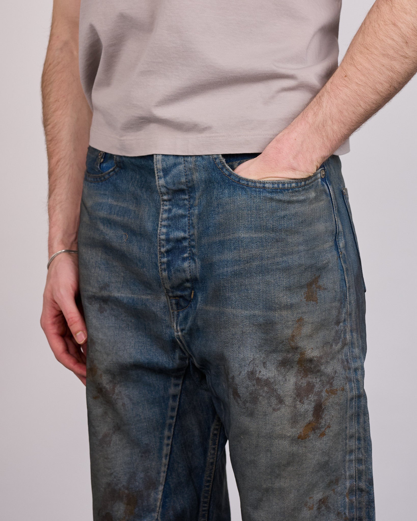 Rick Owens DRKSHDW MIJ Collapse Long Jean 14oz Denim Vintage Wash