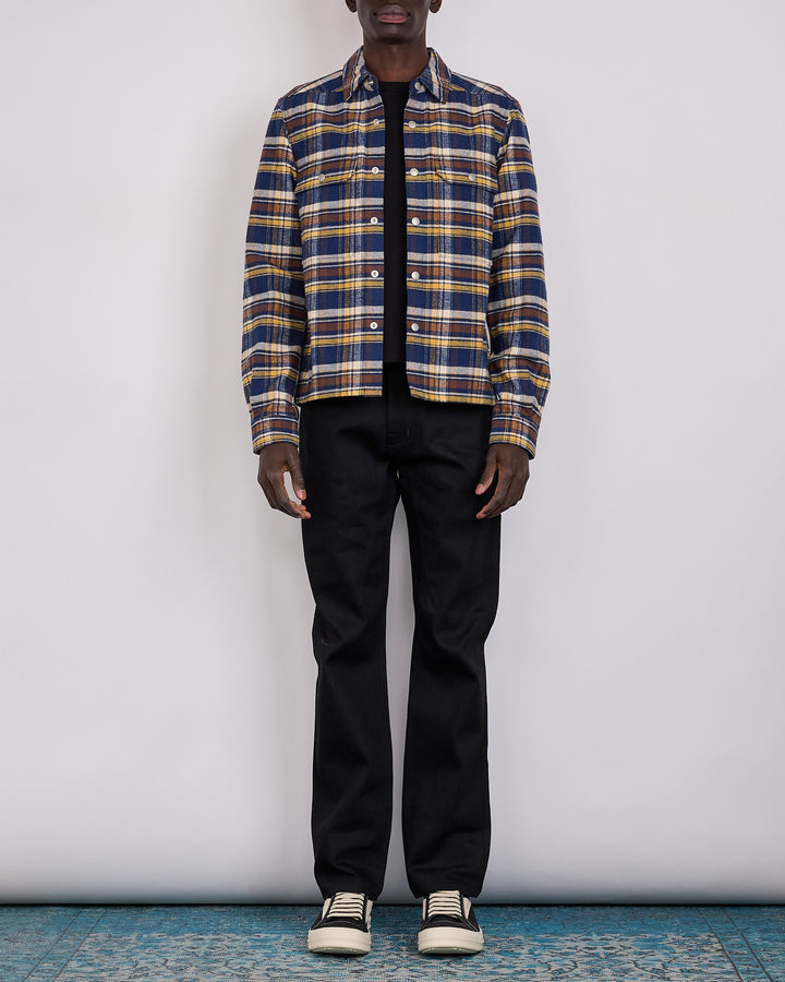 Rick Owens DRKSHDW MIJ Cropped Cotton Plaid Outershirt Gasoline