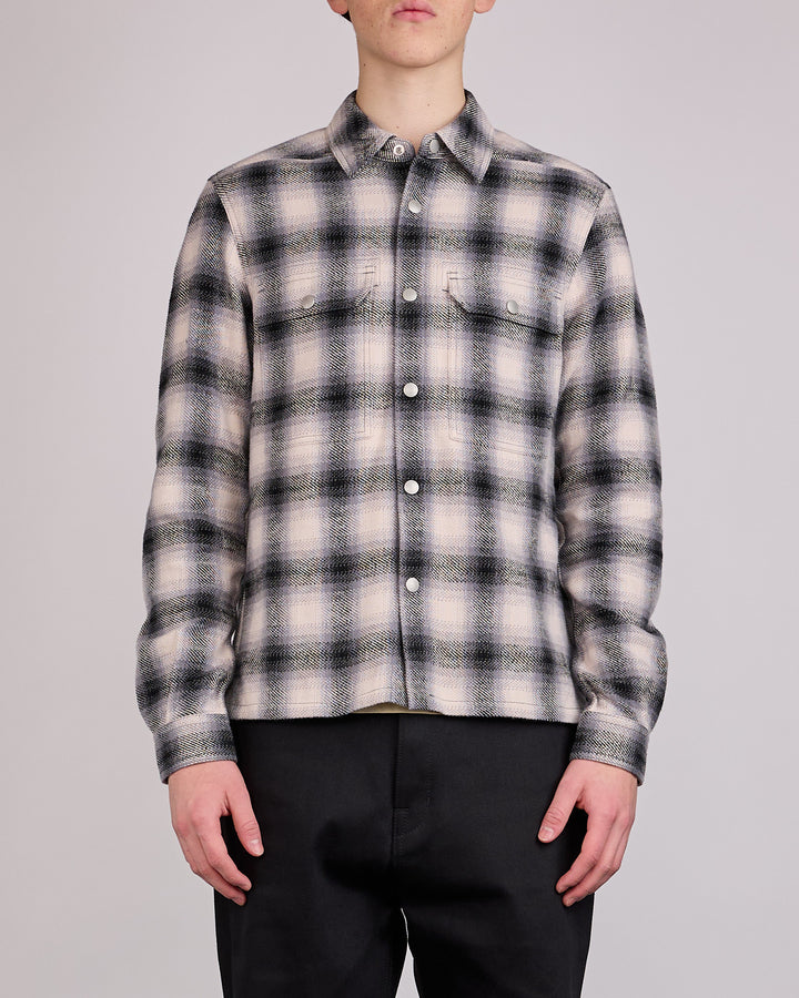 Rick Owens DRKSHDW MIJ Cropped Outershirt Grey Ombre Plaid