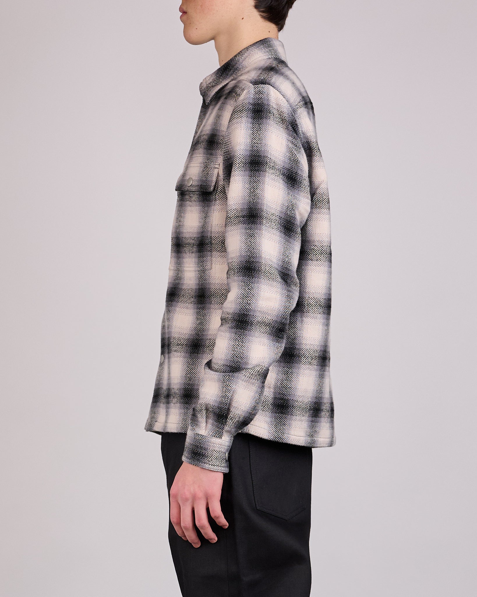 Rick Owens DRKSHDW MIJ Cropped Outershirt Grey Ombre Plaid – LESS 17