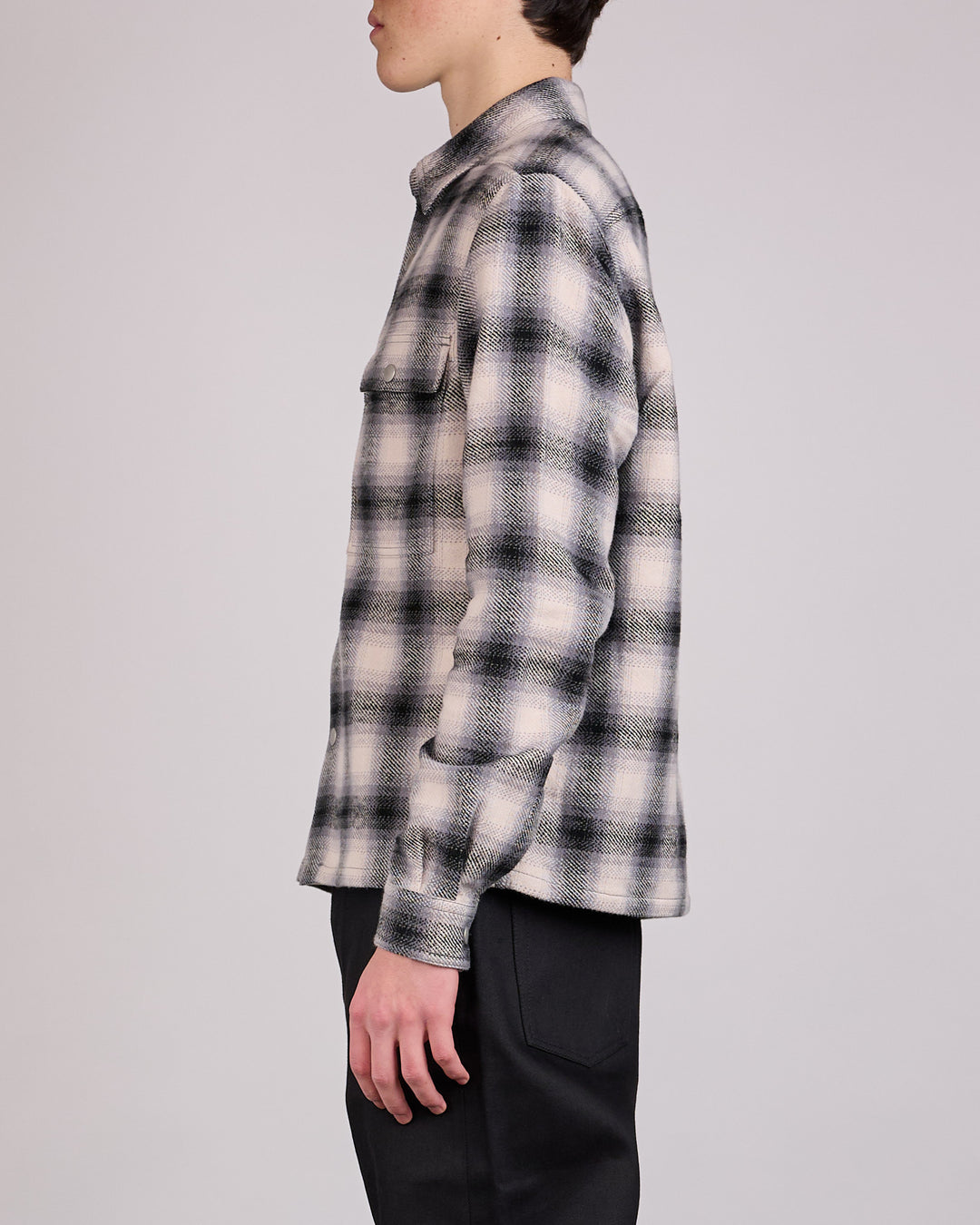 Rick Owens DRKSHDW MIJ Cropped Outershirt Grey Ombre Plaid