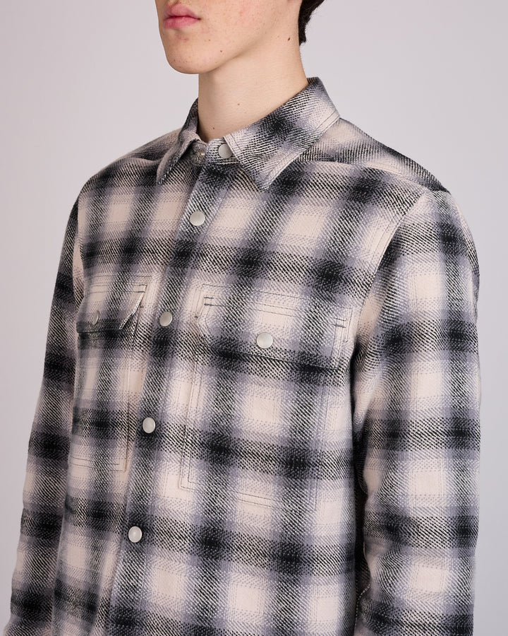 Rick Owens DRKSHDW MIJ Cropped Outershirt Grey Ombre Plaid