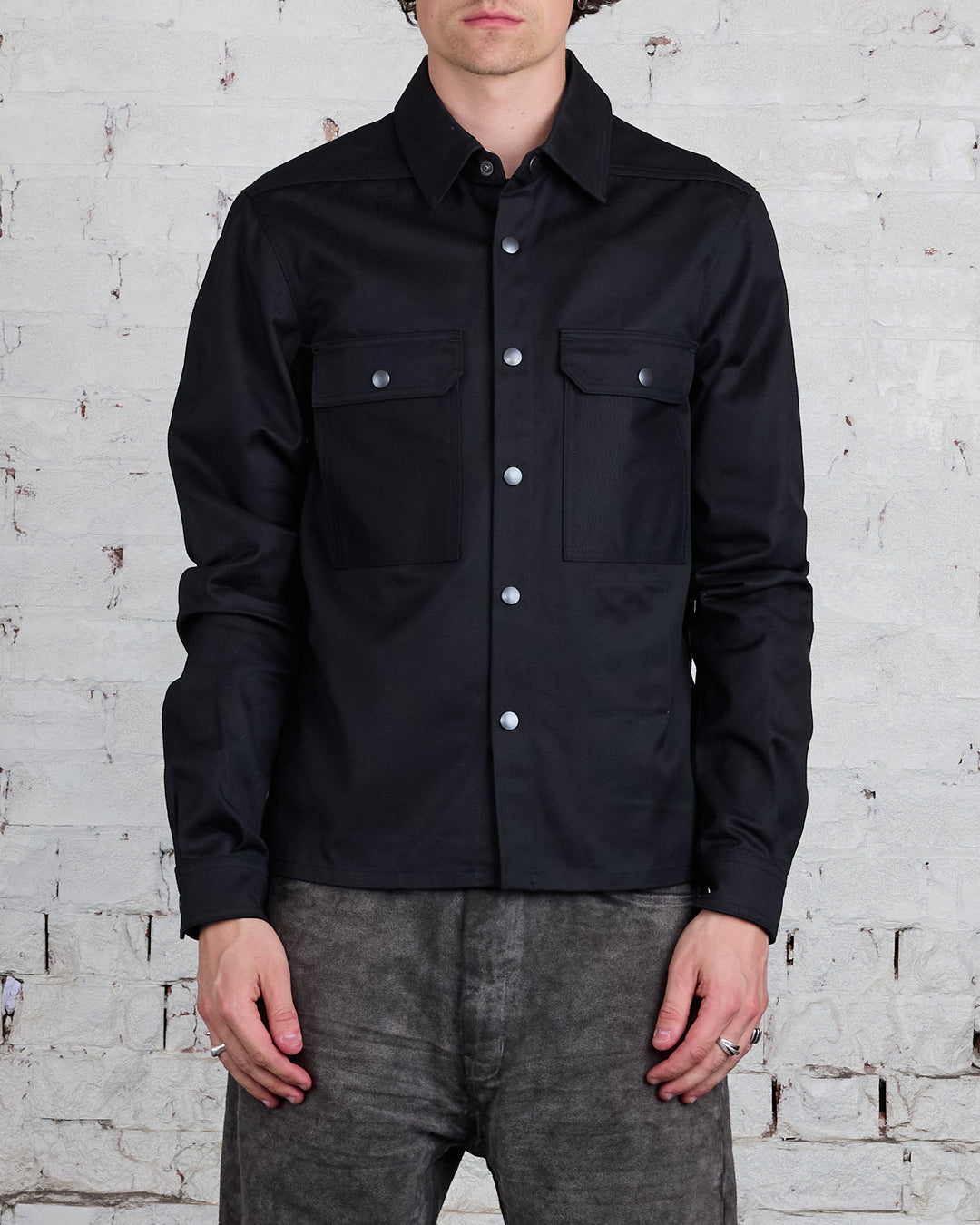 Rick Owens DRKSHDW MIJ Cropped Outershirt HD Twill Black