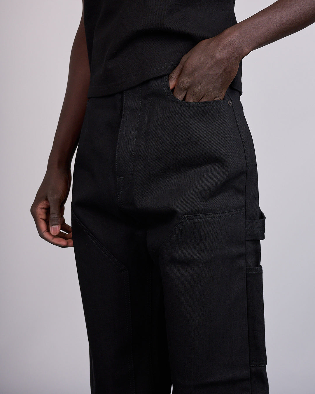 Rick Owens DRKSHDW MIJ Strobe Double Knee 16oz Jean Black