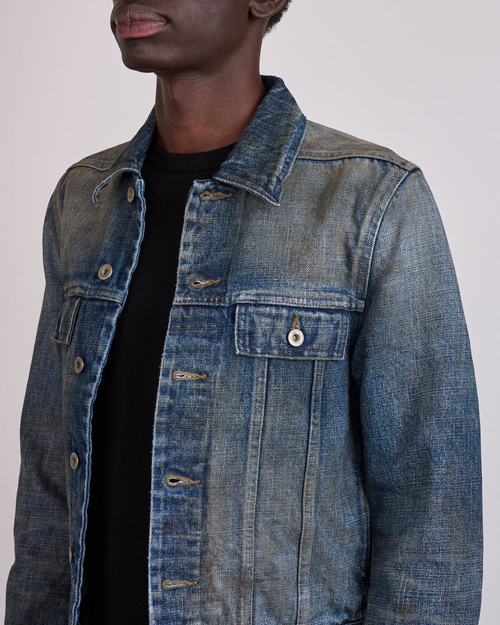 Rick Owens DRKSHDW MIJ Trucker 16.5oz Denim Jacket Vintage Indigo