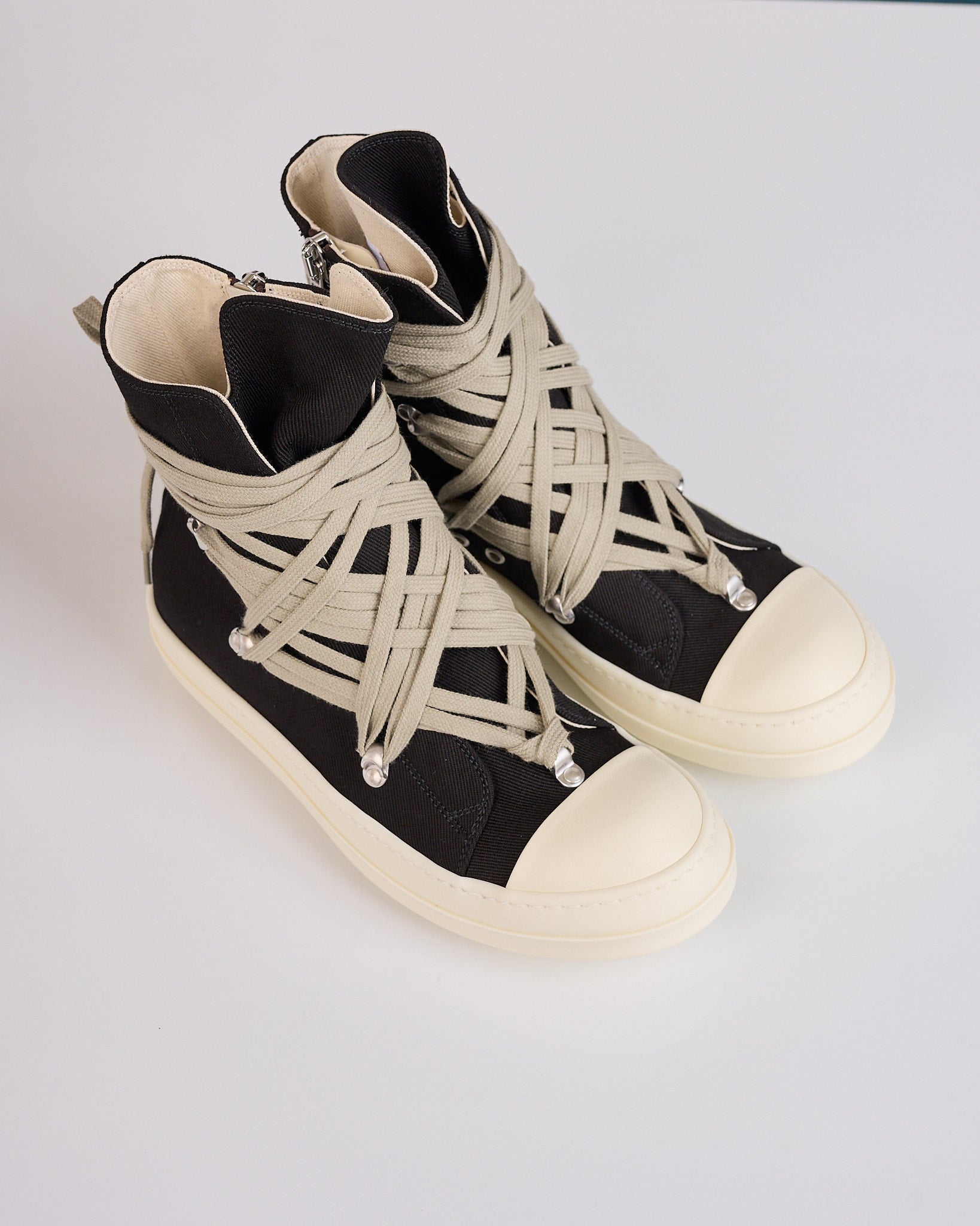 Rick Owens DRKSHDW Megalace High Sneak Denim Black Milk – LESS 17