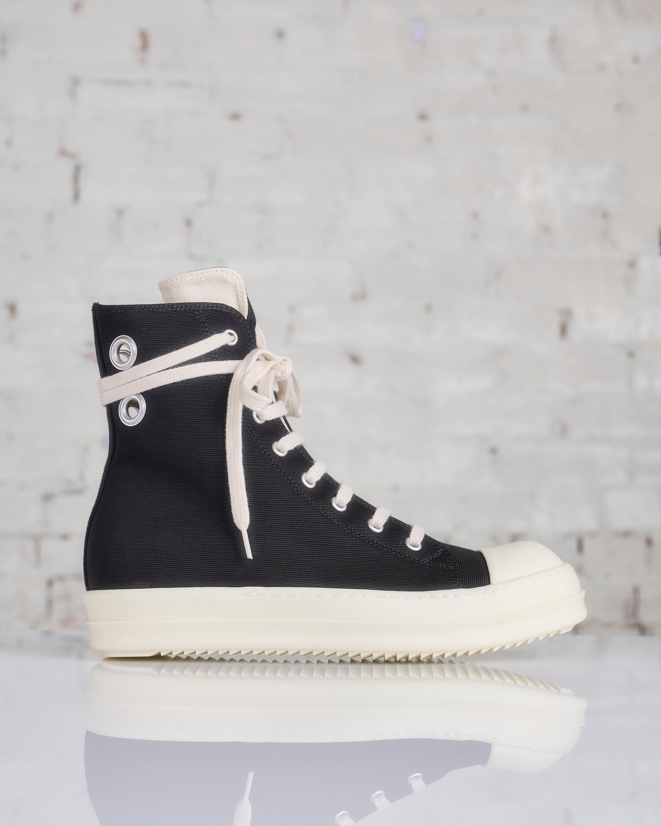 Rick Owens DRKSHDW Sneak Cotton Barre Gimp Eyelet Black Milk