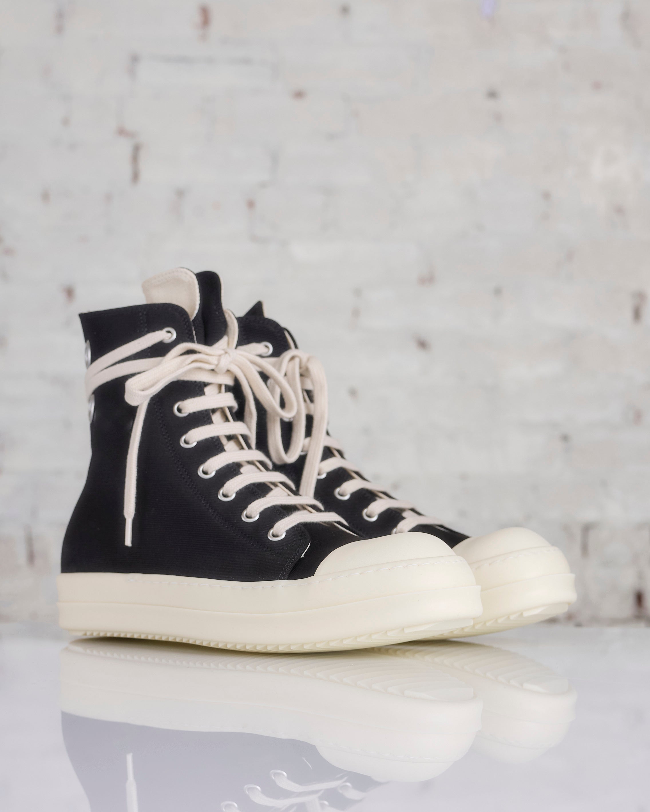 Rick Owens DRKSHDW Sneak Cotton Barre Gimp Eyelet Black Milk