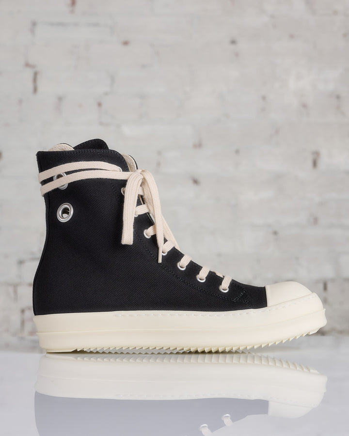 Rick Owens DRKSHDW Sneaks 13oz Denim Eyelet Black Milk