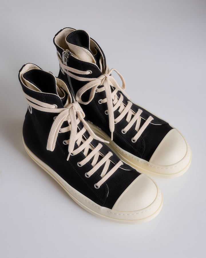 Rick Owens DRKSHDW Sneaks 13oz Denim Eyelet Black Milk