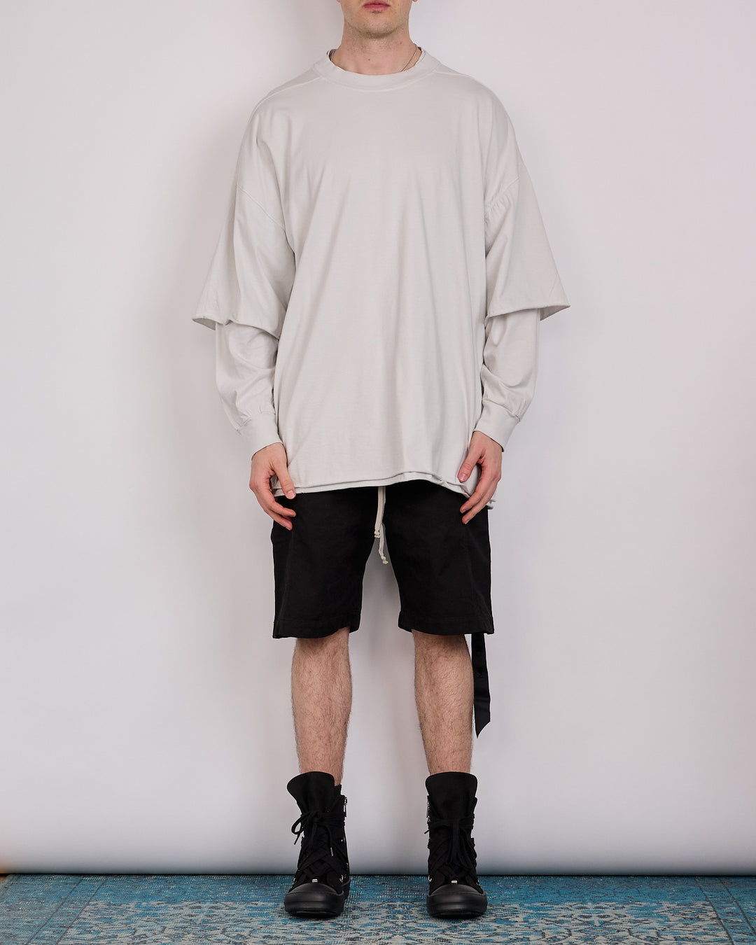 Rick Owens DRKSHDW Tommy Hustler Crew RN Jersey Milk Wash