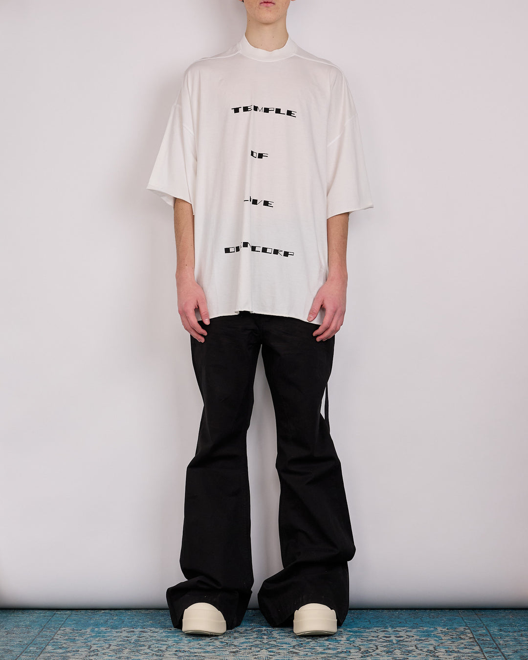 Rick Owens DRKSHDW Tommy T-Shirt Temple Graphic Milk Black