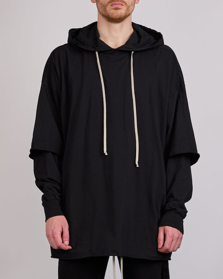 Rick Owens DRKSHDW Tower Tommy  Hustler Hoodie RN Jersey Black