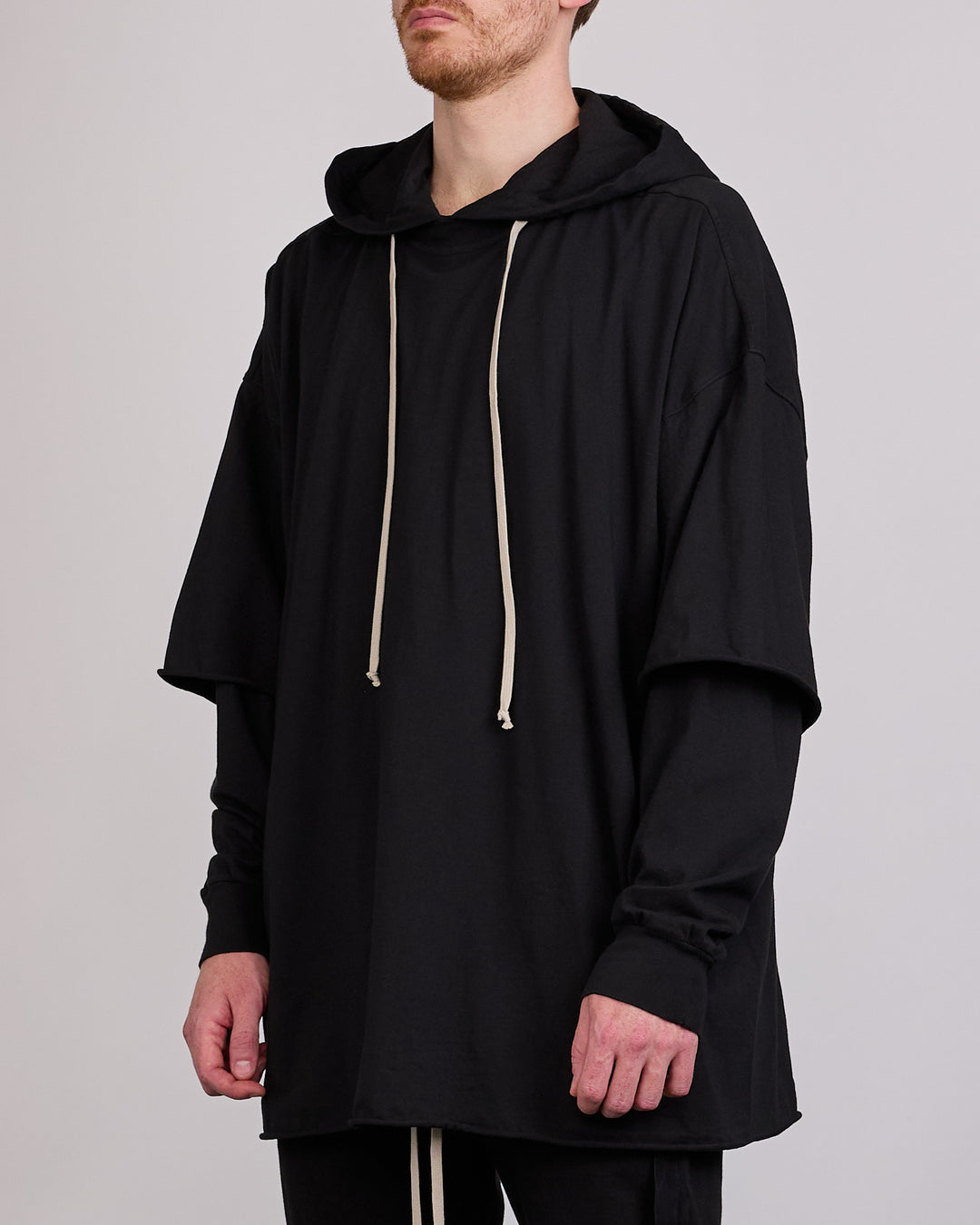 Rick Owens DRKSHDW Tower Tommy  Hustler Hoodie RN Jersey Black