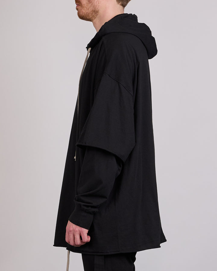 Rick Owens DRKSHDW Tower Tommy  Hustler Hoodie RN Jersey Black