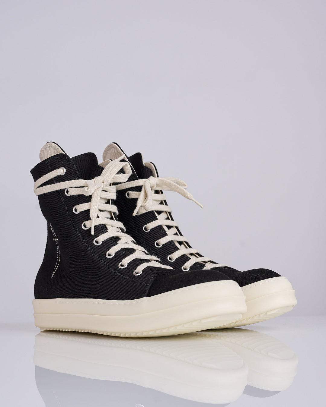 Rick Owens DRKSHDW Vegan Sneaks 13oz Overdye Denim Penta Black Milk