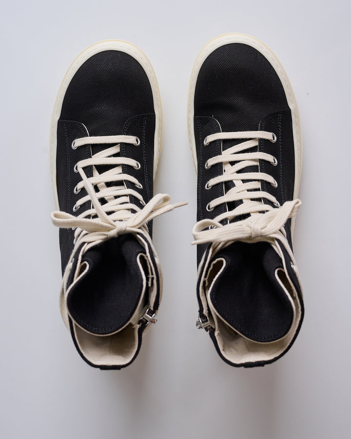 Rick Owens DRKSHDW Vegan Sneaks 13oz Overdye Denim Penta Black Milk