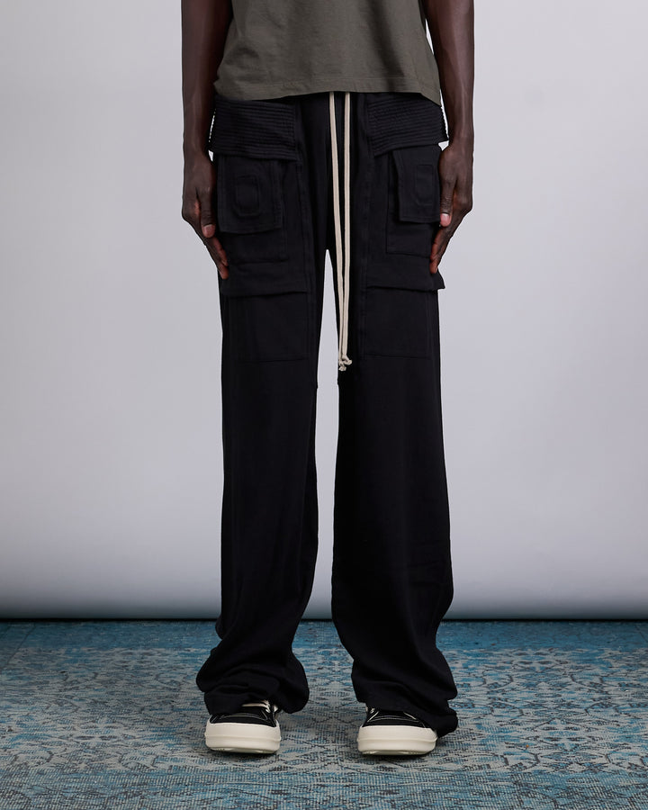 Rick Owens DRKSHDW Wide Creatch Cargo Pant Double Jersey Black