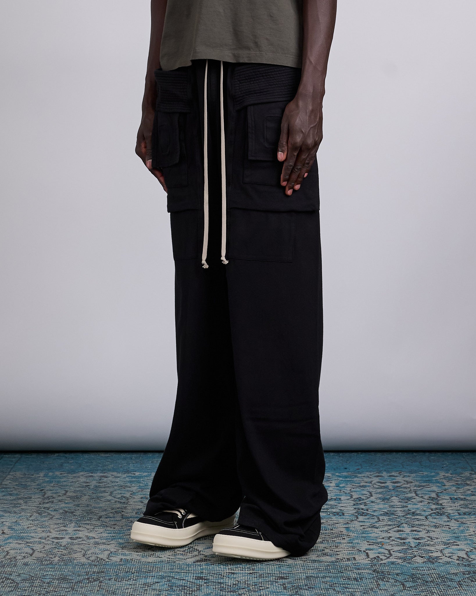 Rick Owens DRKSHDW Wide Creatch Cargo Pant Double Jersey Black