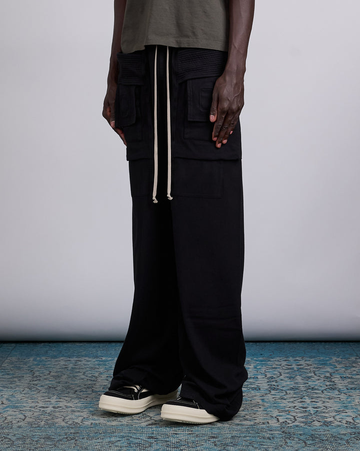 Rick Owens DRKSHDW Wide Creatch Cargo Pant Double Jersey Black