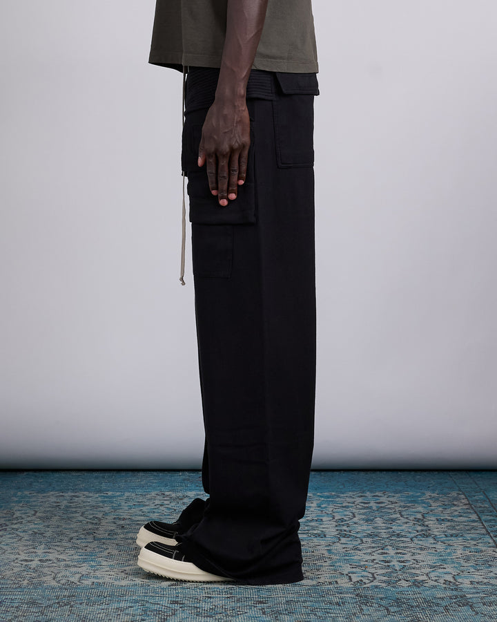 Rick Owens DRKSHDW Wide Creatch Cargo Pant Double Jersey Black