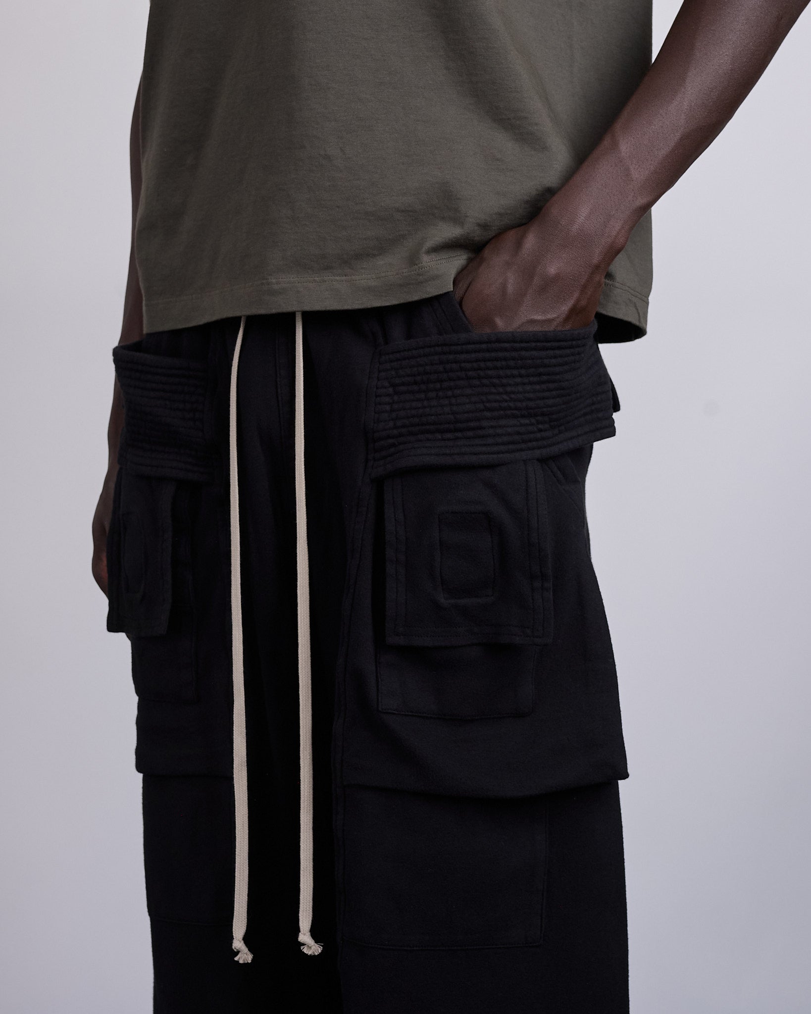 Rick Owens DRKSHDW Wide Creatch Cargo Pant Double Jersey Black
