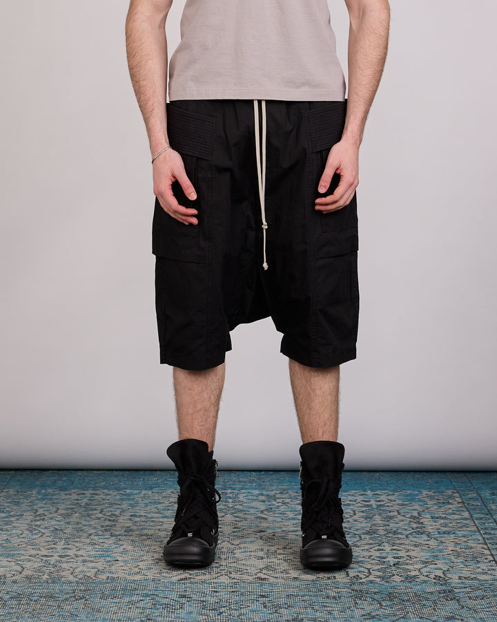 Rick Owens DRKSHDW Wide Creatch Cargo Pod Short Ripstop Black