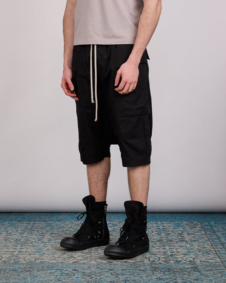 Rick Owens DRKSHDW Wide Creatch Cargo Pod Short Ripstop Black