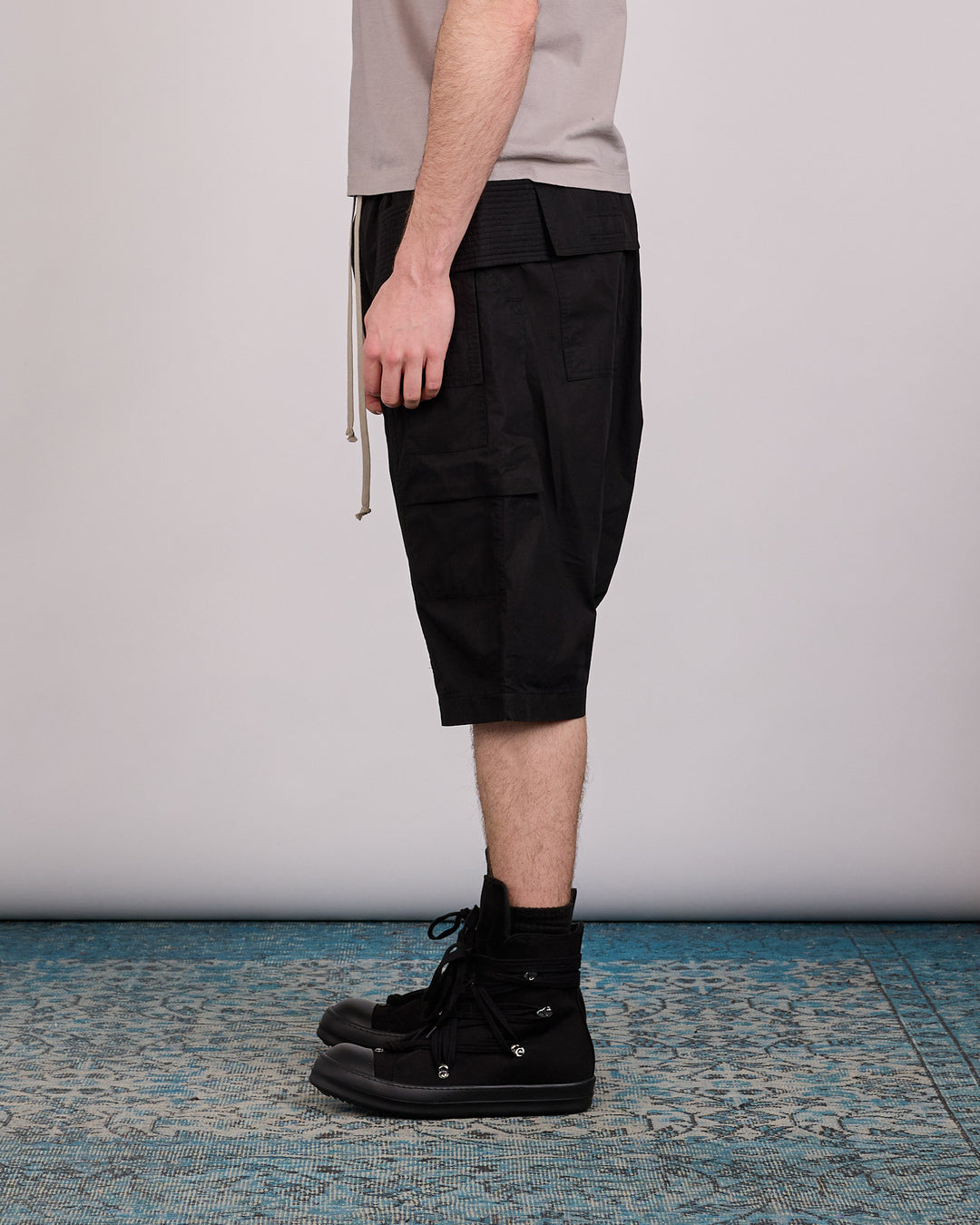 Rick Owens DRKSHDW Wide Creatch Cargo Pod Short Ripstop Black