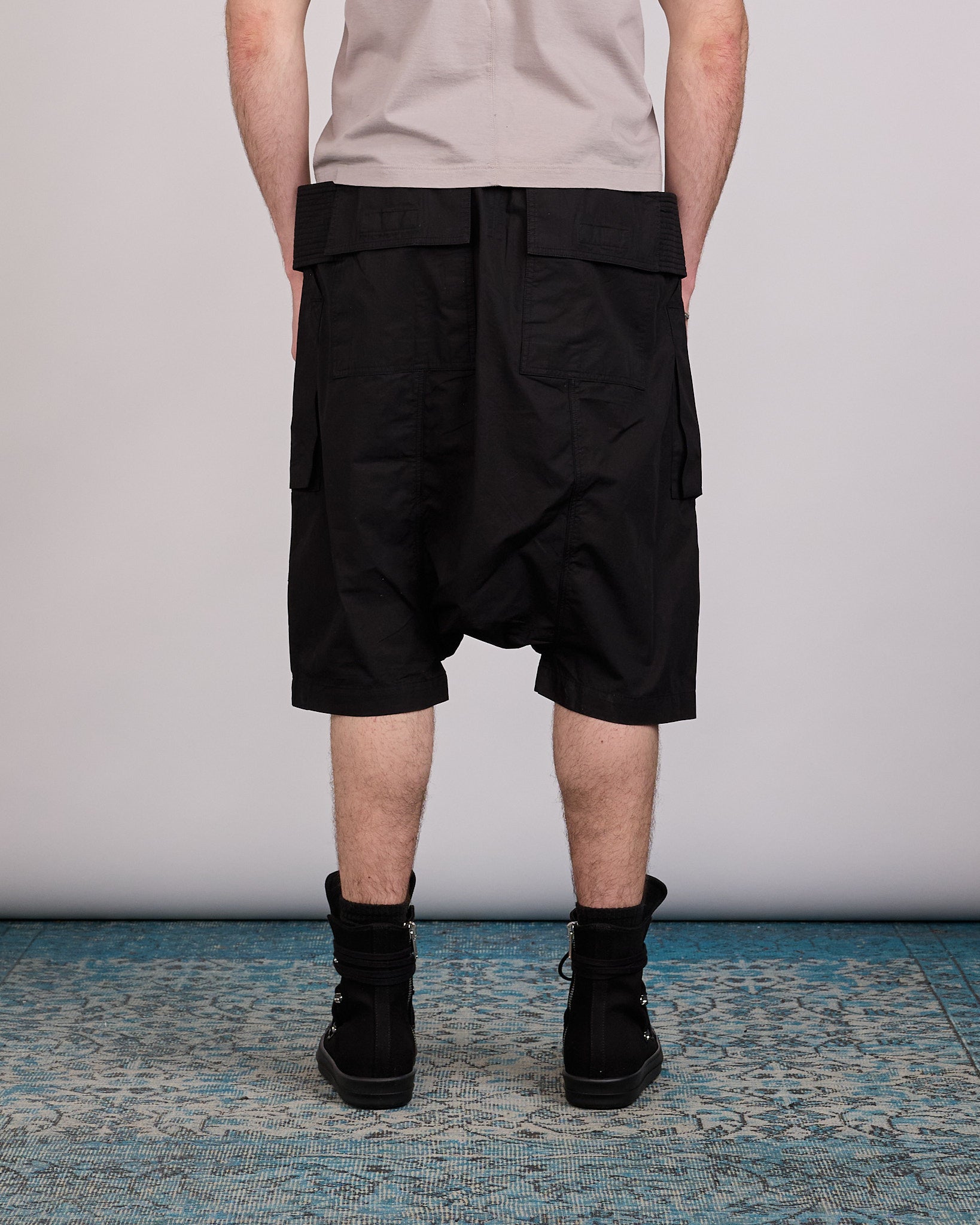 Rick Owens DRKSHDW Wide Creatch Cargo Pod Short Ripstop Black