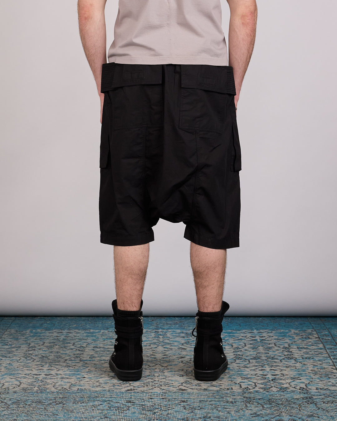 Rick Owens DRKSHDW Wide Creatch Cargo Pod Short Ripstop Black