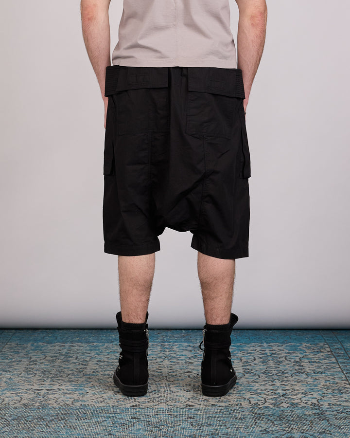 Rick Owens DRKSHDW Wide Creatch Cargo Pod Short Ripstop Black