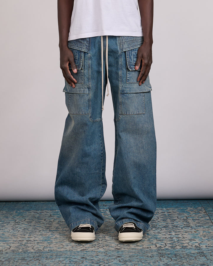 Rick Owens DRKSHDW Wide Creatch Pant Denim Washed Indigo