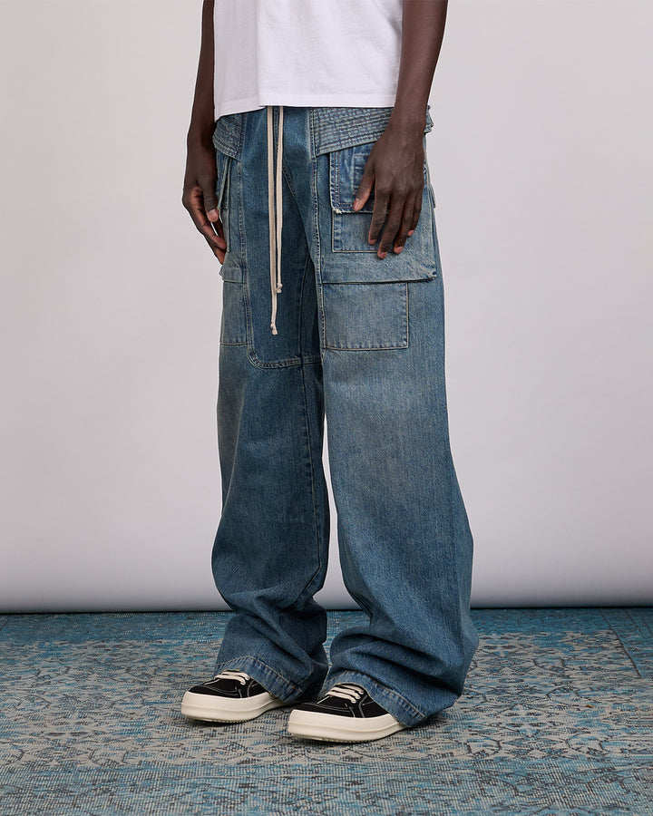 Rick Owens DRKSHDW Wide Creatch Pant Denim Washed Indigo