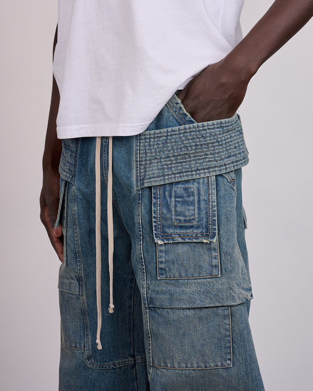 Rick Owens DRKSHDW Wide Creatch Pant Denim Washed Indigo