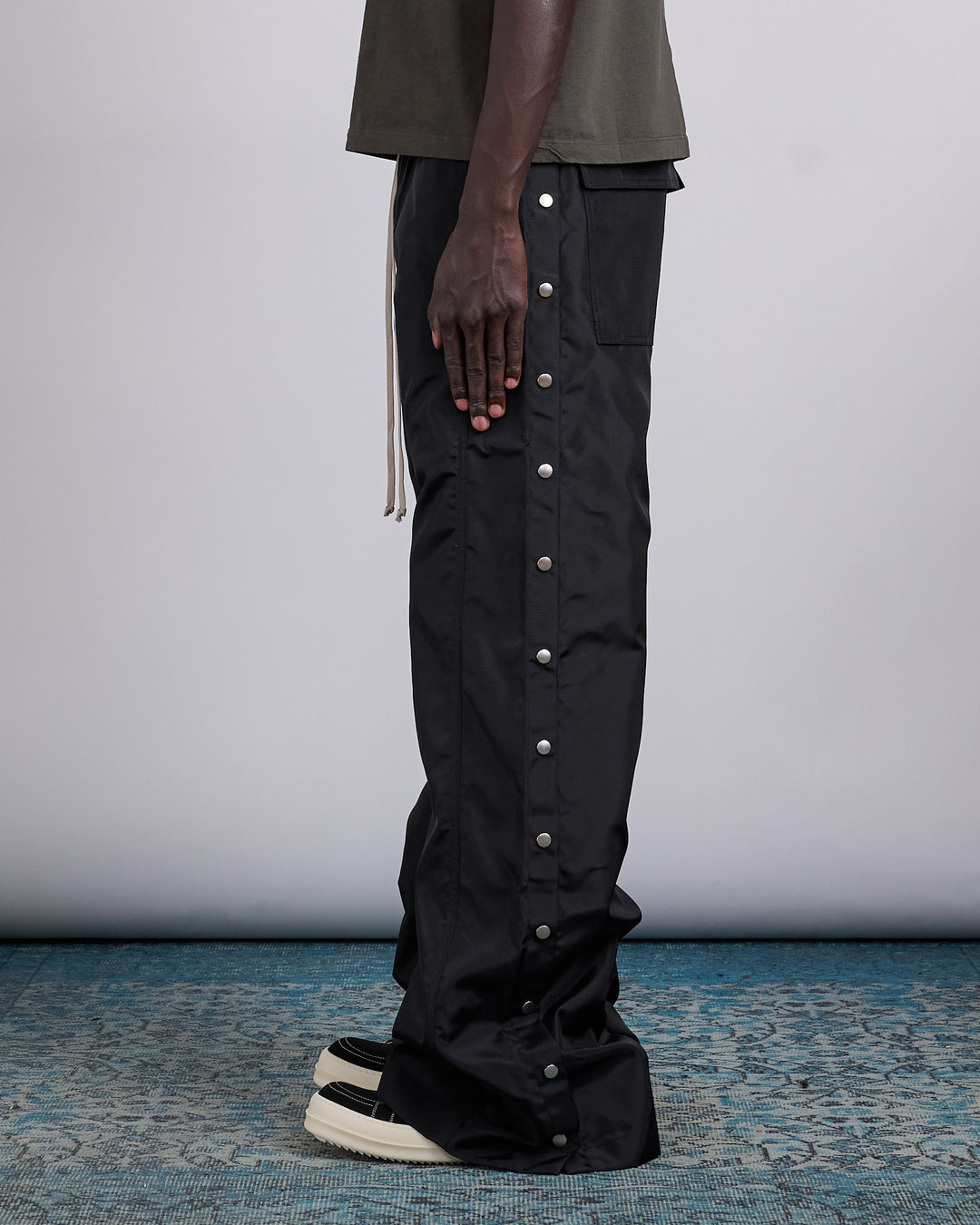 Rick Owens DRKSHDW Wide Pusher Nylon Canvas Pant Black
