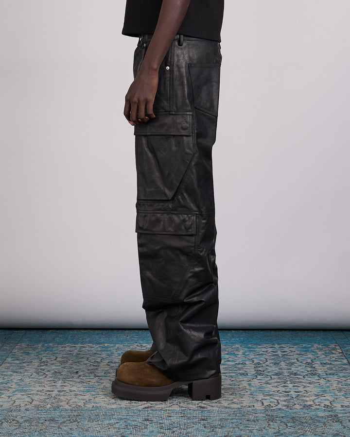 Rick Owens Double Cargo Pant Sugar Calf Leather Black