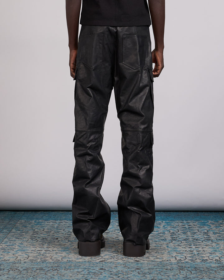 Rick Owens Double Cargo Pant Sugar Calf Leather Black