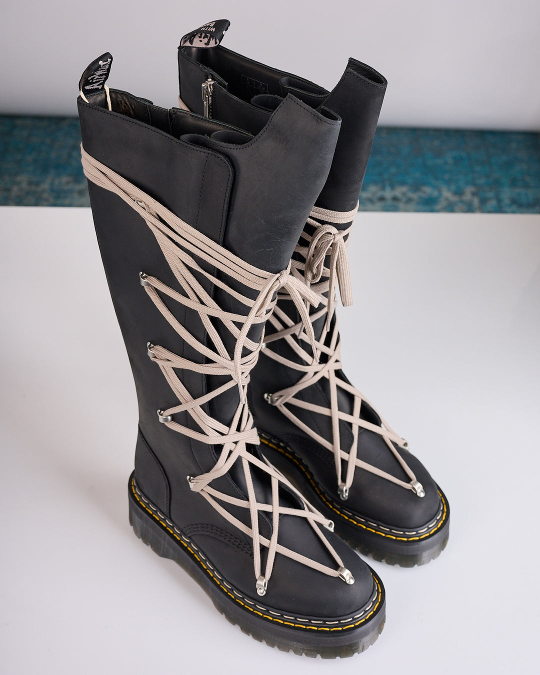 Rick Owens Dr Martens 1B60 Quad Sole Pentalace Boot Black