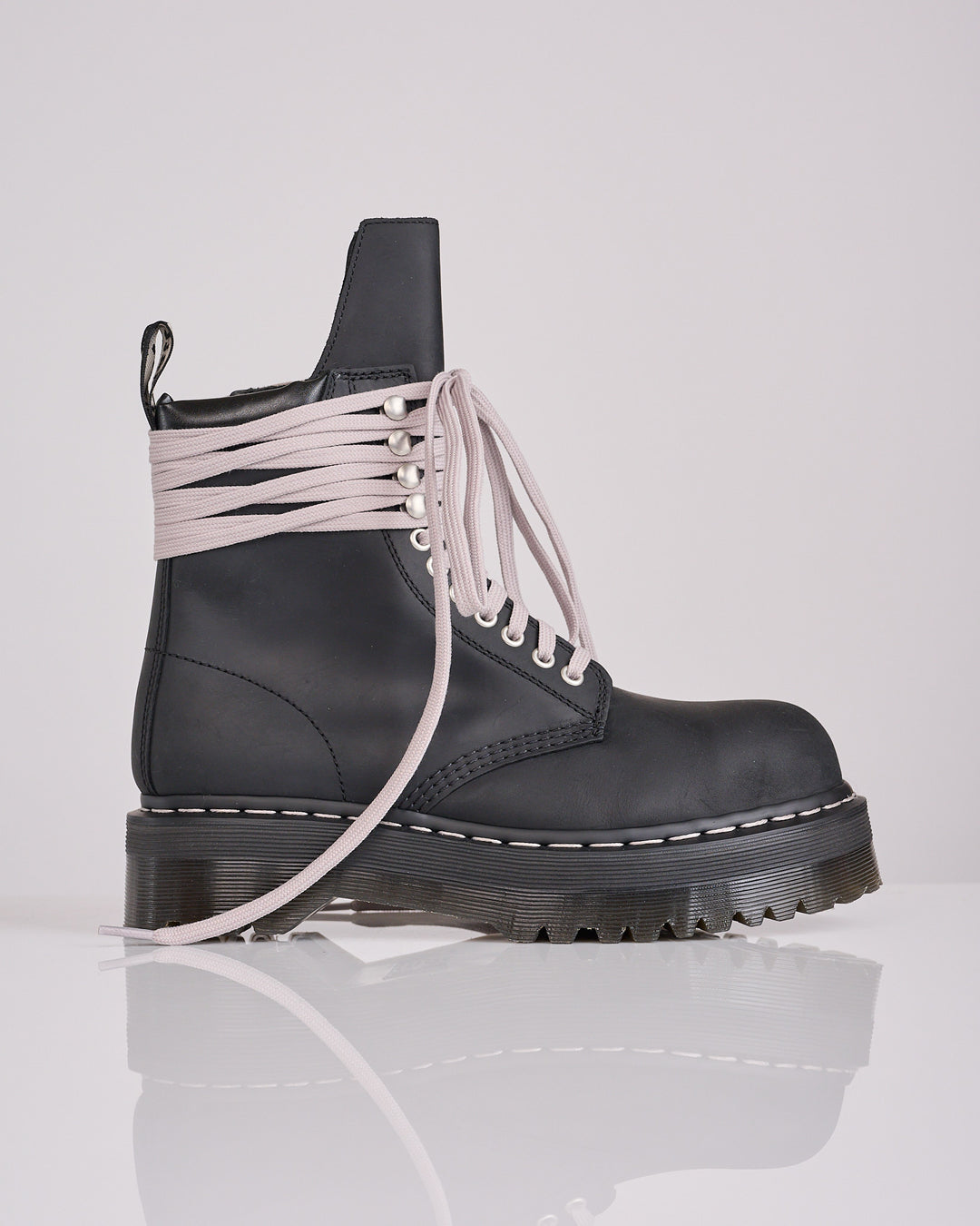Rick Owens Dr Martens Quad Sole Lace-Up Steel Toe Boot Black