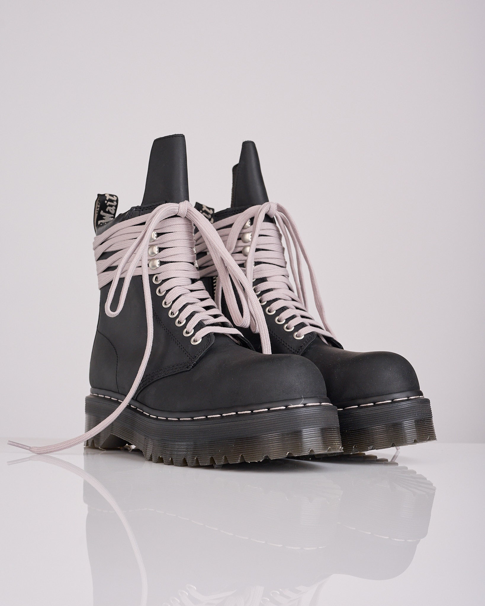 Rick Owens Dr Martens Quad Sole Lace-Up Steel Toe Boot Black – LESS 17