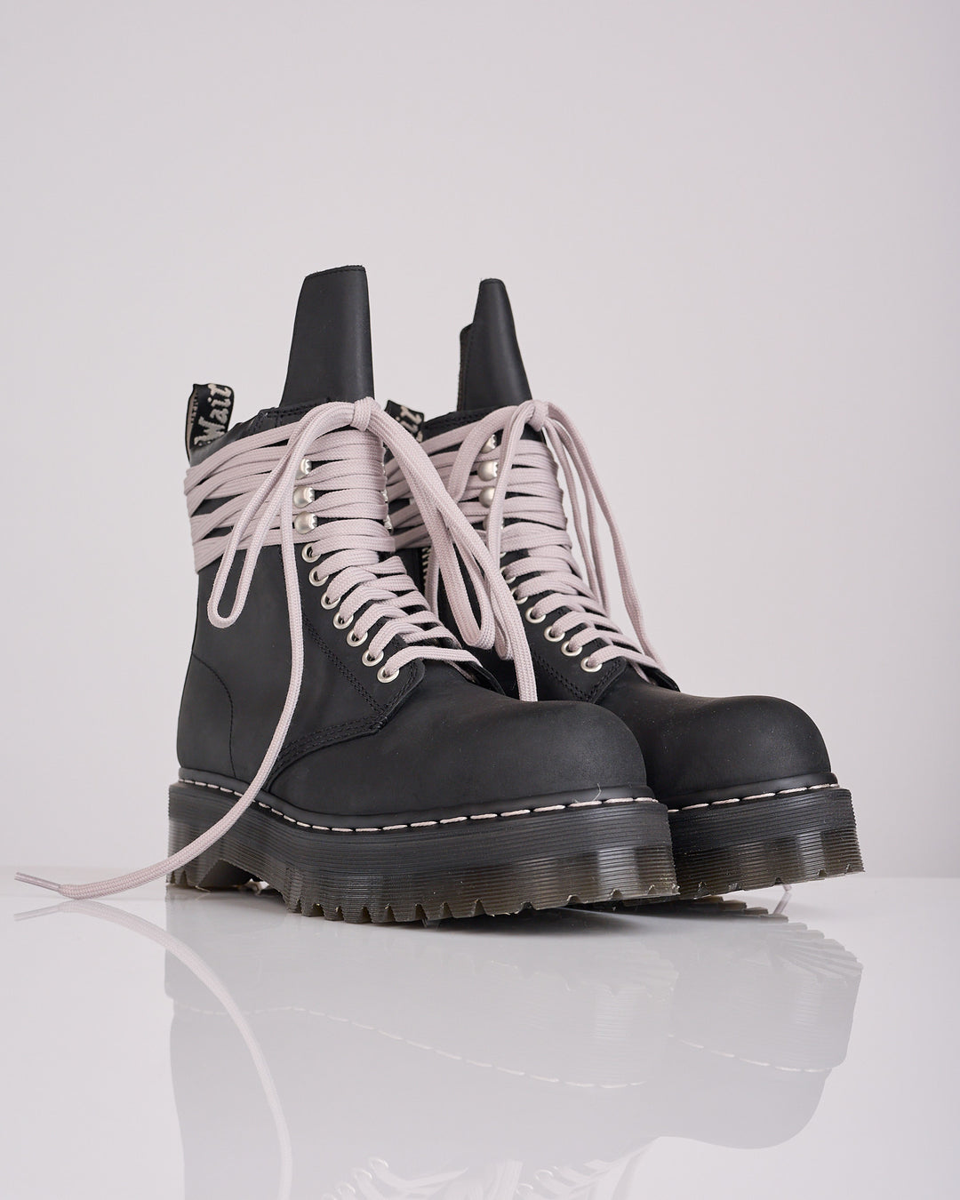 Rick Owens Dr Martens Quad Sole Lace-Up Steel Toe Boot Black