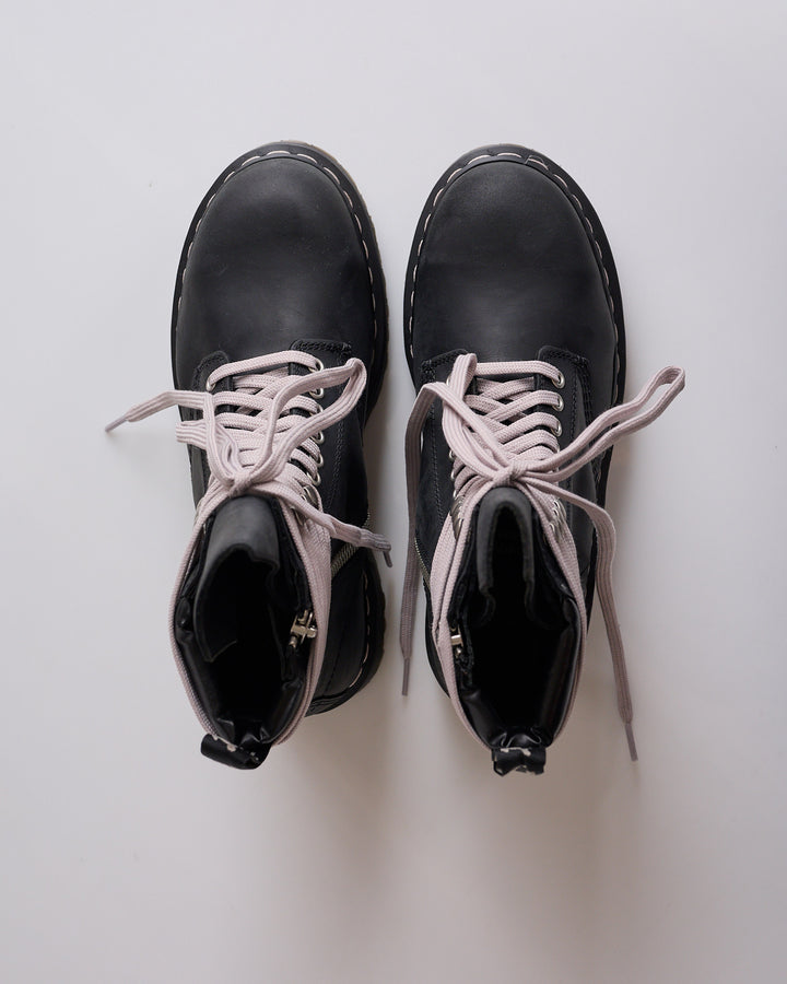 Rick Owens Dr Martens Quad Sole Lace-Up Steel Toe Boot Black