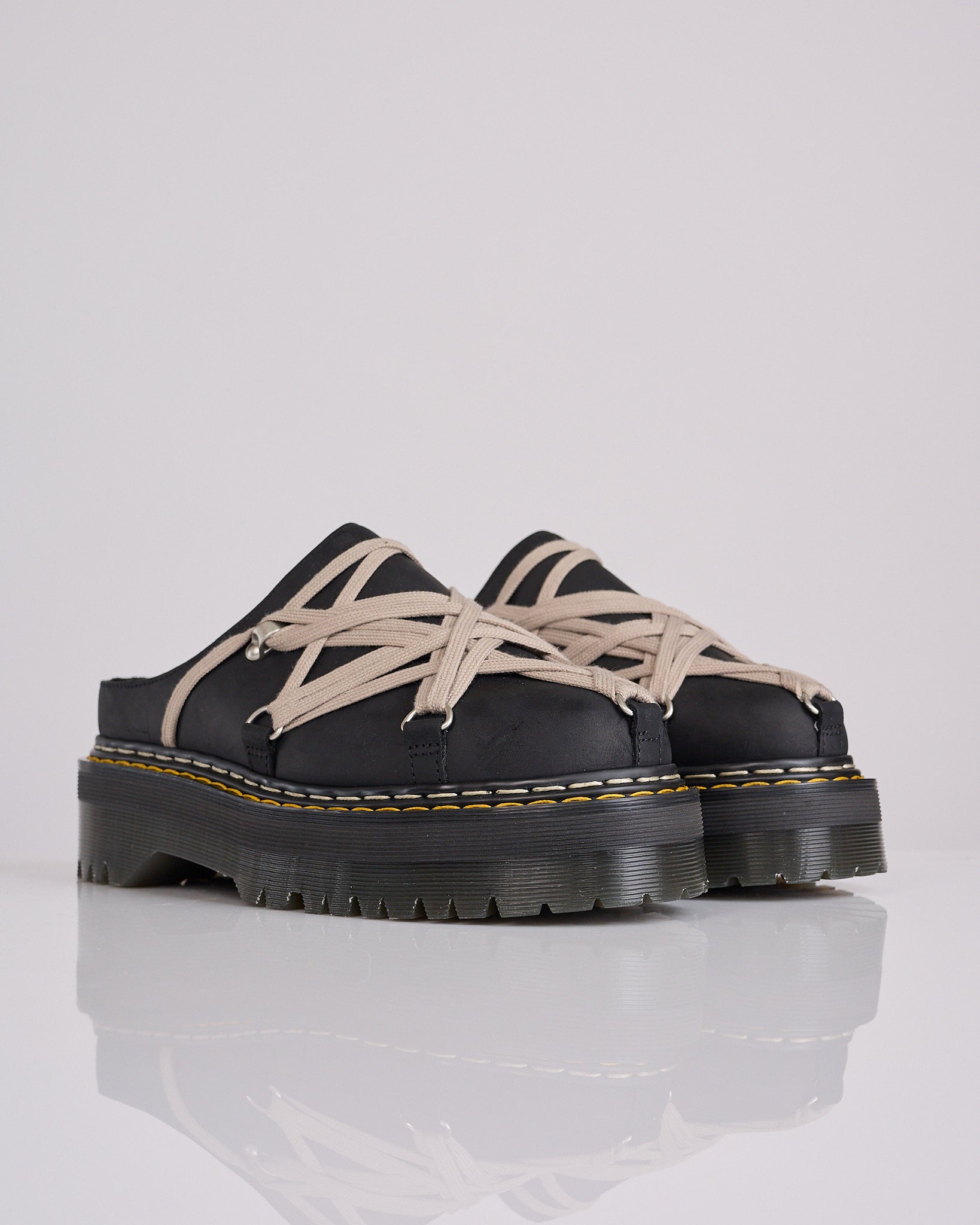 Rick Owens× Dr.Martens Megalace Quad 38 Rick Owens Dr Martens Quad Sole Megalace Mule Black – LESS 17