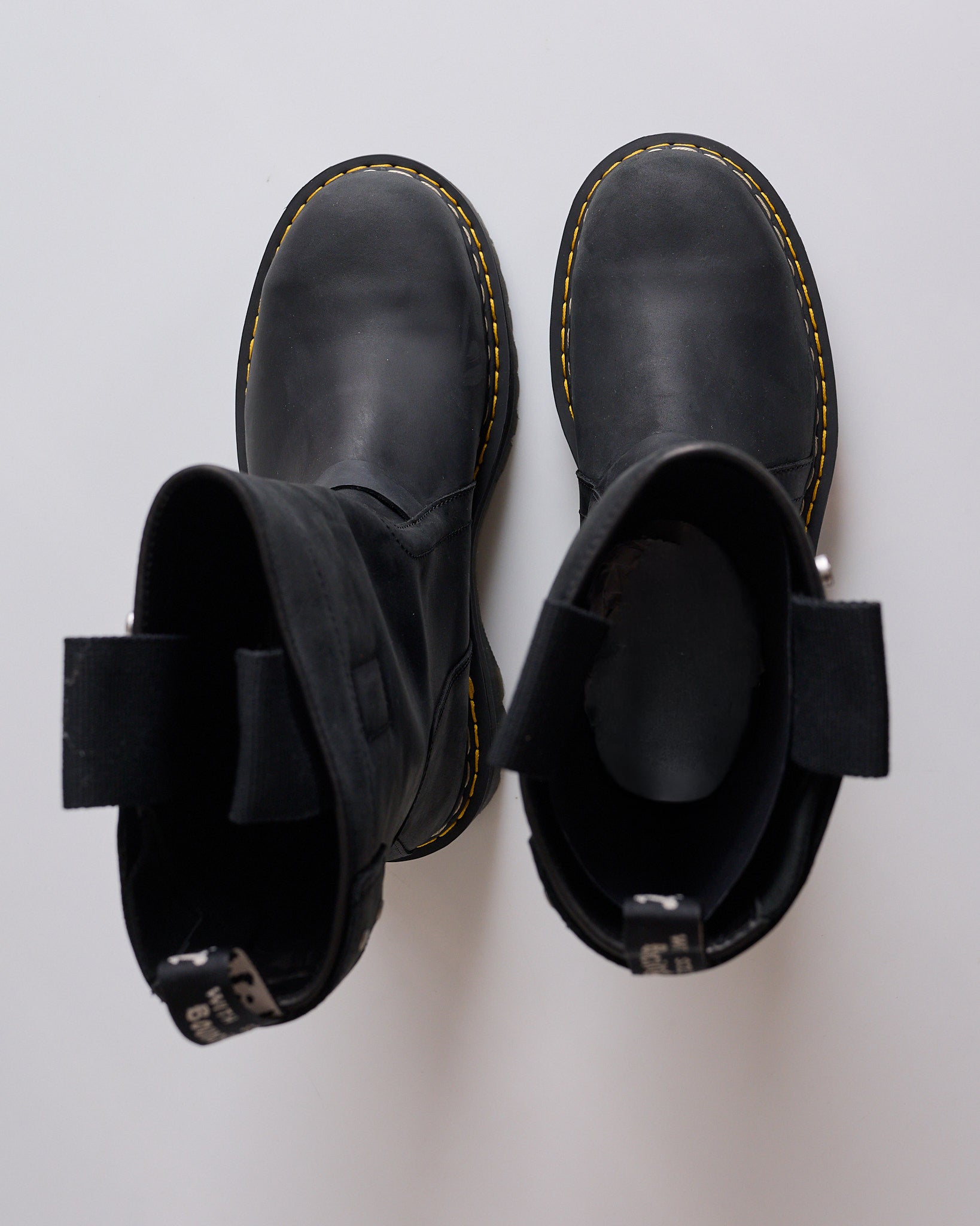 Rick Owens Dr Martens Quad Sole Pull On Steel Toe Boot Black – LESS 17