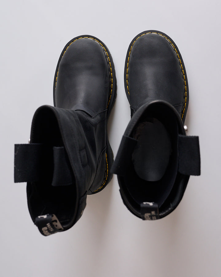 Rick Owens Dr Martens Quad Sole Pull On Steel Toe Boot Black