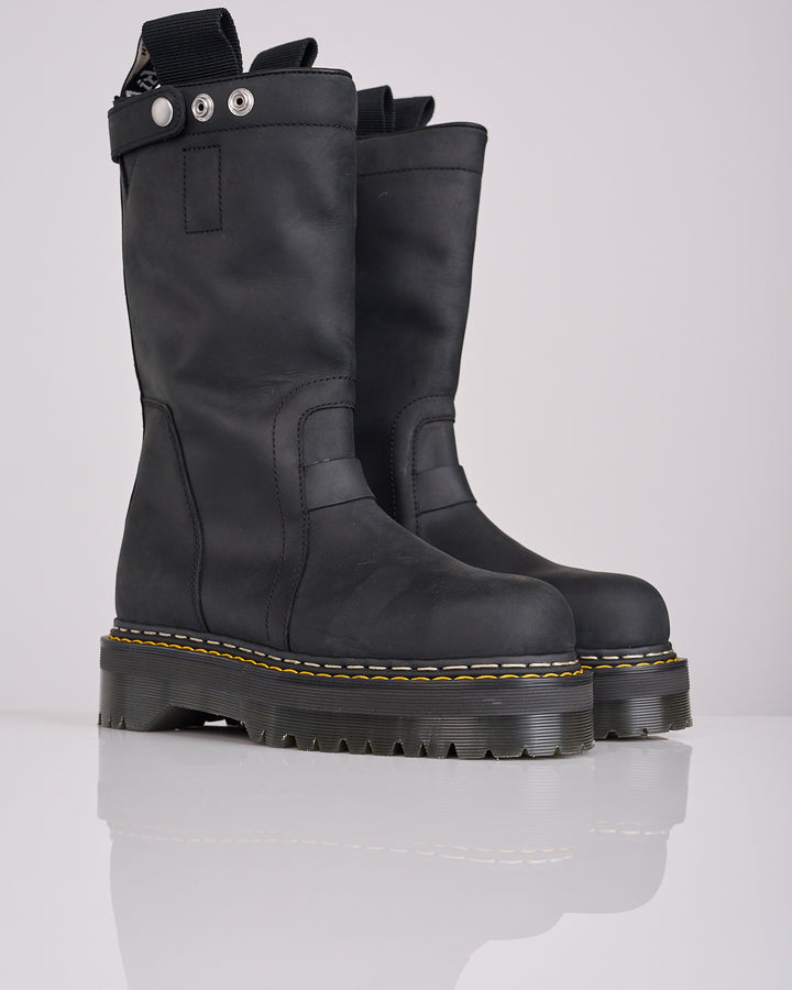 Rick Owens Dr Martens Quad Sole Pull On Steel Toe Boot Black