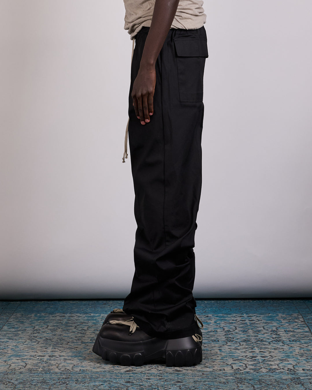 Rick Owens Drawstring Dietrich Pant TE Stretch Poplin Black
